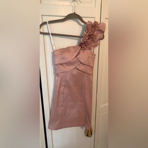Pink, one shoulder dress